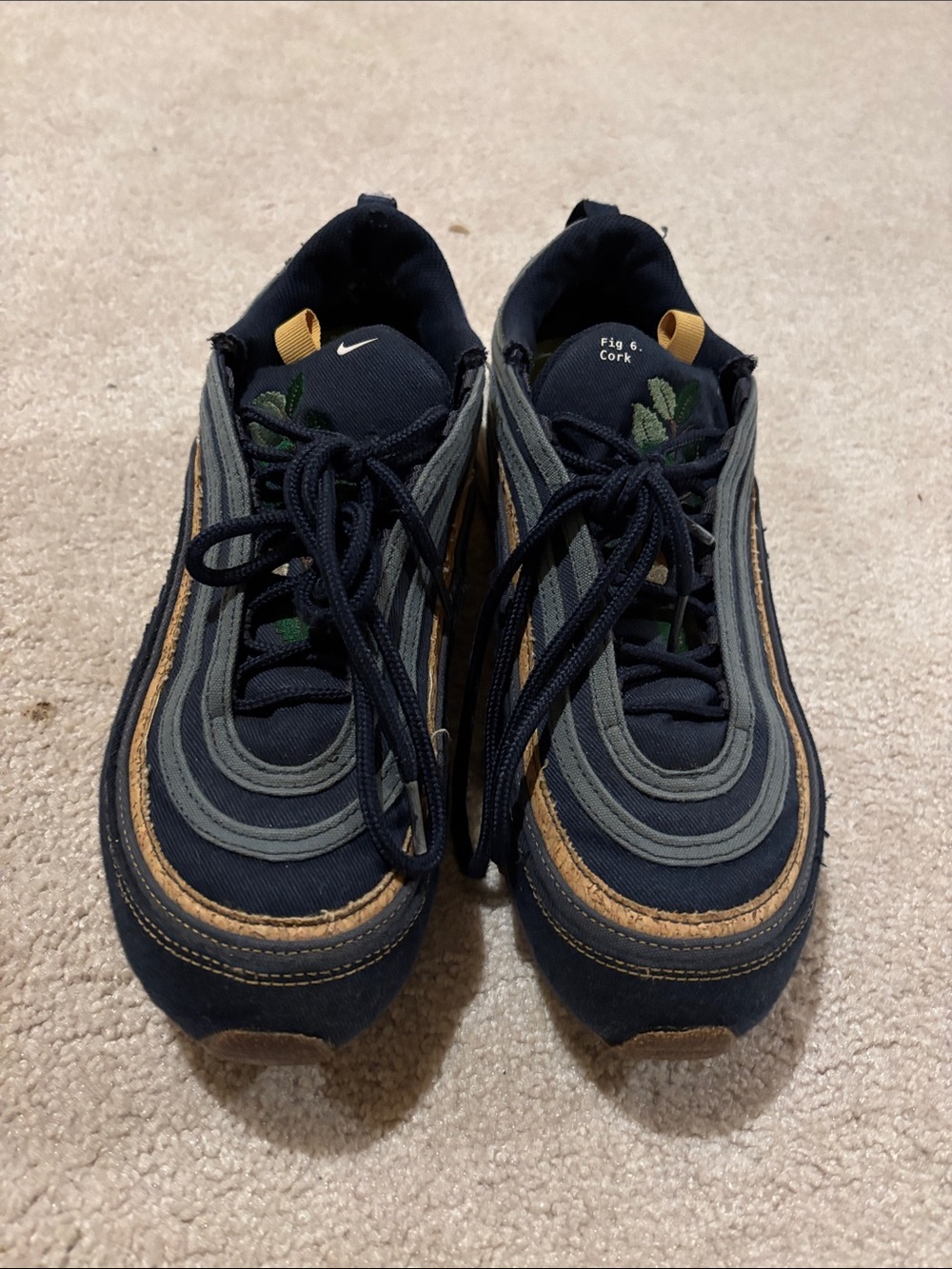 Size 11.5 Nike Air Max Men’s Navy and Cork Accent Sneakers